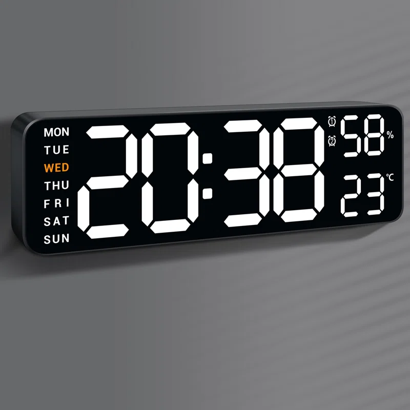 10" Digital Wall Mount Clock: Dual Alarm Wall Mount Decor Clock For Living Room Classroom Office Desk, House Warming Gifts New Home Decor, White