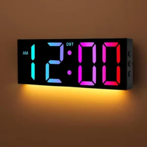 12” digital wall clock full screen display black color