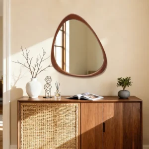 Irregular Natural Wood Frame Wall Mirror